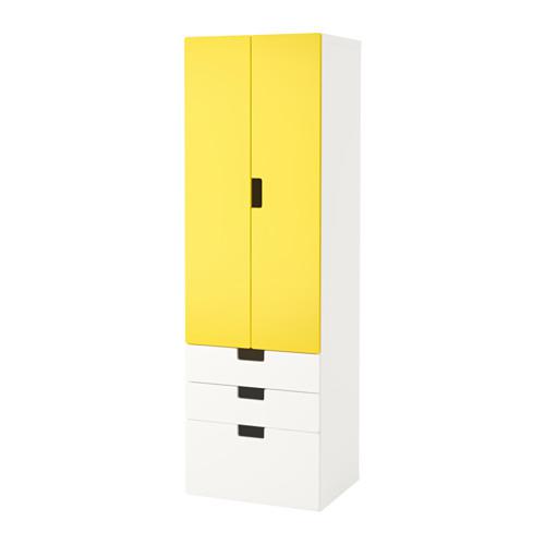 СТУВА Комб для хран с дверц/ящ - белый/желтый