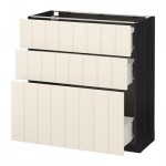 МЕТОД / ФОРВАРА Напольный шкаф с 3 ящиками - 80x37 см, Хитарп белый с оттенком, под дерево черный МЕТОД / ФОРВАРА Напольный шкаф с 3 ящиками - 80x37 см, Хитарп белый с оттенком, под дерево черный