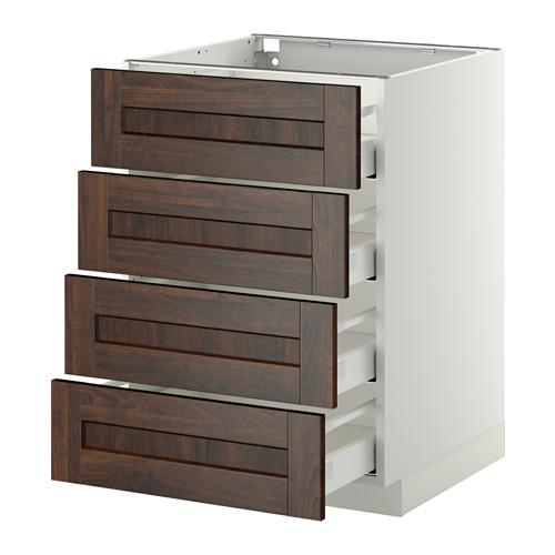 МЕТОД / МАКСИМЕРА Напольн шкаф 4 фронт панели/4 ящика - белый, Эдсерум под дерево коричневый, 60x60 см МЕТОД / МАКСИМЕРА Напольн шкаф 4 фронт панели/4 ящика - белый, Эдсерум под дерево коричневый, 60x60 см