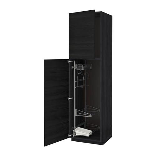 МЕТОД Выс шк с отд д/акс д/убрк - под дерево черный, Тингсрид под дерево черный, 60x60x220 см