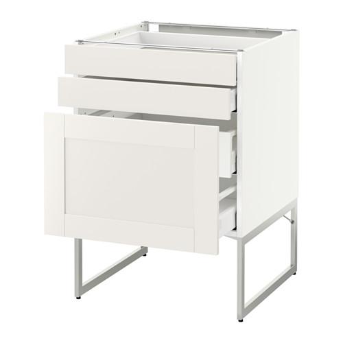 МЕТОД / МАКСИМЕРА Напольн шкаф 3фронт пнл/2низ/2ср ящ - белый, Сэведаль белый, 60x60x60 см МЕТОД / МАКСИМЕРА Напольн шкаф 3фронт пнл/2низ/2ср ящ - белый, Сэведаль белый, 60x60x60 см
