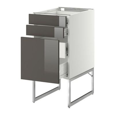 МЕТОД / ФОРВАРА Напольн шкаф 3фронт пнл/2низ/2ср ящ - 40x60x60 см, Рингульт глянцевый серый, белый МЕТОД / ФОРВАРА Напольн шкаф 3фронт пнл/2низ/2ср ящ - 40x60x60 см, Рингульт глянцевый серый, белый