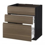 МЕТОД / МАКСИМЕРА Напольн шк п-мойку+3фрнт пнл/2ящ - под дерево черный, Воксторп под грецкий орех, 80x60 см МЕТОД / МАКСИМЕРА Напольн шк п-мойку+3фрнт пнл/2ящ - под дерево черный, Воксторп под грецкий орех, 80x60 см