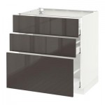 МЕТОД / МАКСИМЕРА Напольный шкаф с 3 ящиками - 80x60 см, Рингульт глянцевый серый, белый МЕТОД / МАКСИМЕРА Напольный шкаф с 3 ящиками - 80x60 см, Рингульт глянцевый серый, белый