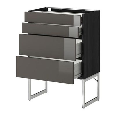 МЕТОД / ФОРВАРА Нплн шк 4 фронт/2 низк/2средн ящ - 60x37x60 см, Рингульт глянцевый серый, под дерево черный МЕТОД / ФОРВАРА Нплн шк 4 фронт/2 низк/2средн ящ - 60x37x60 см, Рингульт глянцевый серый, под дерево черный