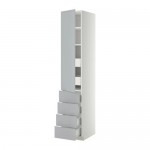 МЕТОД / ФОРВАРА Выс шкаф с плк/6 ящк/ дверц/4 фрнт - 40x60x220 см, Веддинге серый, белый