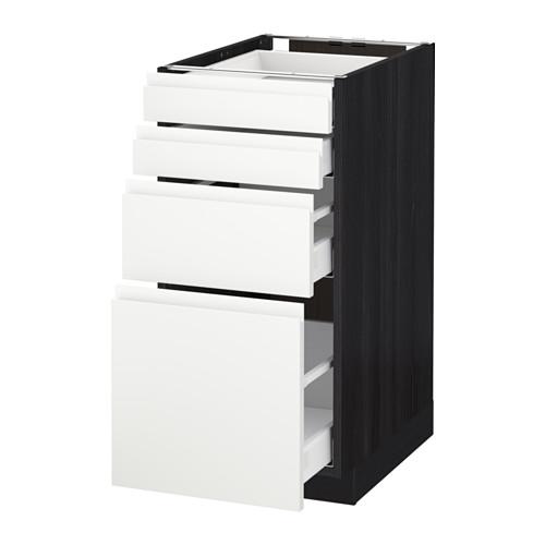 МЕТОД / МАКСИМЕРА Напольн шкаф 4 фронт панели/4 ящика - под дерево черный, Воксторп белый, 40x60 см