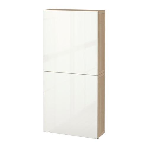 БЕСТО Навесной шкаф с 2 дверями - под беленый дуб/Сельсвикен глянцевый/белый