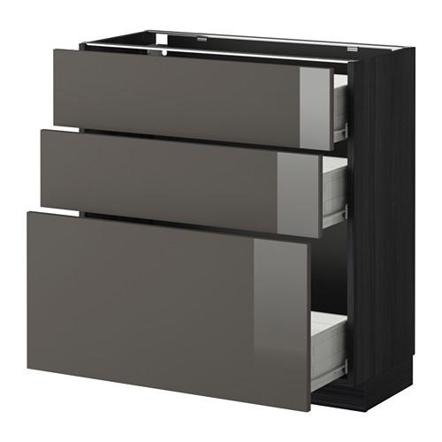 МЕТОД / ФОРВАРА Нплн шк 3 фрнт/3 средн ящика - под дерево черный, Рингульт глянцевый серый, 80x37 см МЕТОД / ФОРВАРА Нплн шк 3 фрнт/3 средн ящика - под дерево черный, Рингульт глянцевый серый, 80x37 см