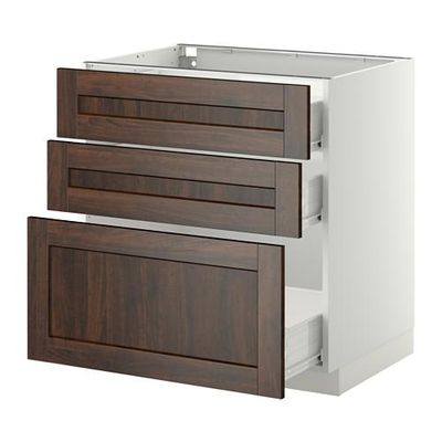 МЕТОД / ФОРВАРА Напольный шкаф с 3 ящиками - 80x60 см, Эдсерум под дерево коричневый, белый