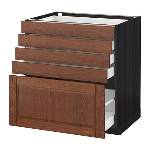 МЕТОД / МАКСИМЕРА Напольный шкаф с 5 ящиками - под дерево черный, Филипстад коричневый, 80x60 см