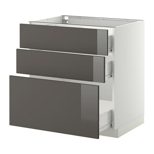 МЕТОД / ФОРВАРА Нплн шк 3 фрнт/3 средн ящика - белый, Рингульт глянцевый серый, 80x60 см МЕТОД / ФОРВАРА Нплн шк 3 фрнт/3 средн ящика - белый, Рингульт глянцевый серый, 80x60 см