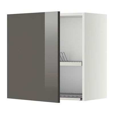 МЕТОД Шкаф навесной с сушкой - 60x60 см, Рингульт глянцевый серый, белый