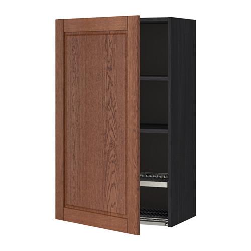 МЕТОД Шкаф навесной с сушкой - под дерево черный, Филипстад коричневый, 60x100 см