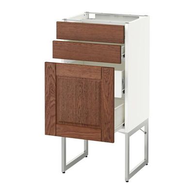 МЕТОД / ФОРВАРА Напольн шкаф 3фронт пнл/2низ/2ср ящ - 40x37x60 см, Филипстад коричневый, белый