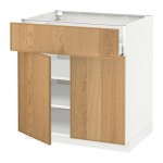 МЕТОД / МАКСИМЕРА Напольный шкаф+ящик/2дверцы - белый, Экестад дуб, 80x60 см МЕТОД / МАКСИМЕРА Напольный шкаф+ящик/2дверцы - белый, Экестад дуб, 80x60 см