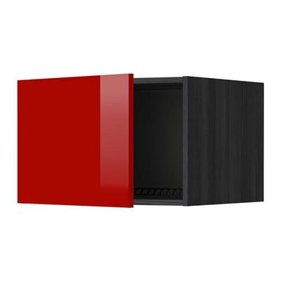 МЕТОД Верх шкаф на холодильн/морозильн - 60x40 см, Рингульт глянцевый красный, под дерево черный