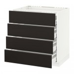 МЕТОД / МАКСИМЕРА Напольн шкаф/4фронт пнл/4ящика - белый, Кунгсбакка антрацит, 80x60 см