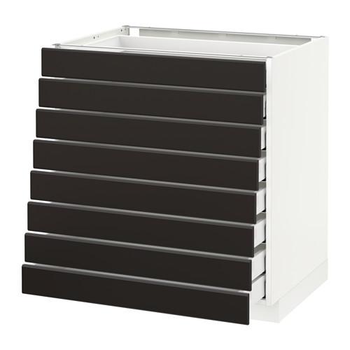 МЕТОД / МАКСИМЕРА Наполн шкаф 8 фронт/8 низк ящиков - белый, Кунгсбакка антрацит, 80x60 см МЕТОД / МАКСИМЕРА Наполн шкаф 8 фронт/8 низк ящиков - белый, Кунгсбакка антрацит, 80x60 см