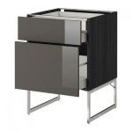 МЕТОД / МАКСИМЕРА Напольн шкаф 2фронт пнл/2низ/1вс ящ - 60x60x60 см, Рингульт глянцевый серый, под дерево черный МЕТОД / МАКСИМЕРА Напольн шкаф 2фронт пнл/2низ/1вс ящ - 60x60x60 см, Рингульт глянцевый серый, под дерево черный