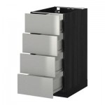 МЕТОД / ФОРВАРА Напольн шкаф 4 фронт панели/4 ящика - 40x60 см, Гревста нержавеющ сталь, под дерево черный МЕТОД / ФОРВАРА Напольн шкаф 4 фронт панели/4 ящика - 40x60 см, Гревста нержавеющ сталь, под дерево черный