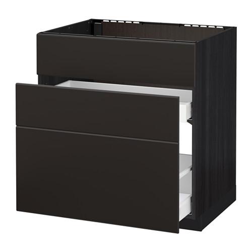 МЕТОД / МАКСИМЕРА Напольн шк п-мойку+3фрнт пнл/2ящ - под дерево черный, Кунгсбакка антрацит, 80x60 см МЕТОД / МАКСИМЕРА Напольн шк п-мойку+3фрнт пнл/2ящ - под дерево черный, Кунгсбакка антрацит, 80x60 см