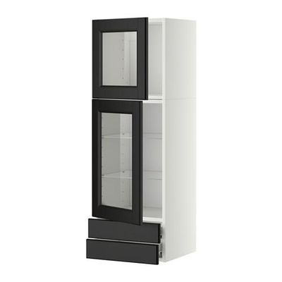 МЕТОД / ФОРВАРА Навесной шкаф/2 стек дв/2 ящика - 40x120 см, Лаксарби черно-коричневый, белый