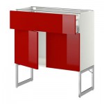 МЕТОД / МАКСИМЕРА Напол шкаф/полки/ящик/2двери - 80x37x60 см, Рингульт глянцевый красный, белый МЕТОД / МАКСИМЕРА Напол шкаф/полки/ящик/2двери - 80x37x60 см, Рингульт глянцевый красный, белый