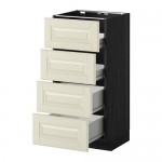 МЕТОД / ФОРВАРА Напольн шкаф 4 фронт панели/4 ящика - под дерево черный, Будбин белый с оттенком, 40x37 см
