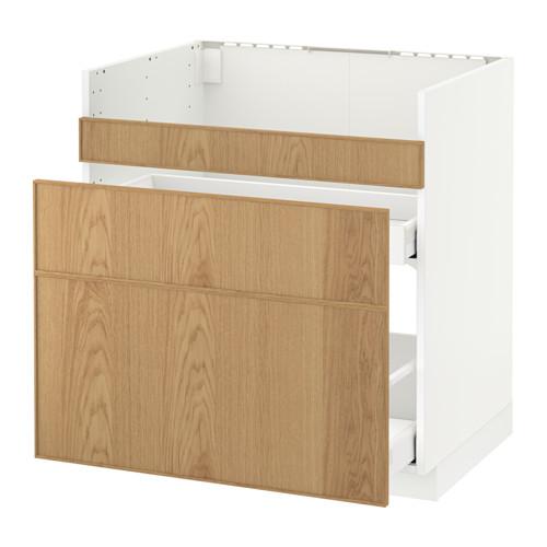 МЕТОД / МАКСИМЕРА Нап шкаф п/мойку ДУМШЁ/3фасада/2ящ - белый, Экестад дуб, 80x60 см МЕТОД / МАКСИМЕРА Нап шкаф п/мойку ДУМШЁ/3фасада/2ящ - белый, Экестад дуб, 80x60 см