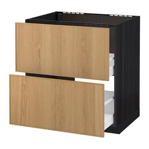 МЕТОД / МАКСИМЕРА Напольн шк п-мойку+2фрнт пнл/2 ящ - под дерево черный, Экестад дуб, 80x60 см МЕТОД / МАКСИМЕРА Напольн шк п-мойку+2фрнт пнл/2 ящ - под дерево черный, Экестад дуб, 80x60 см