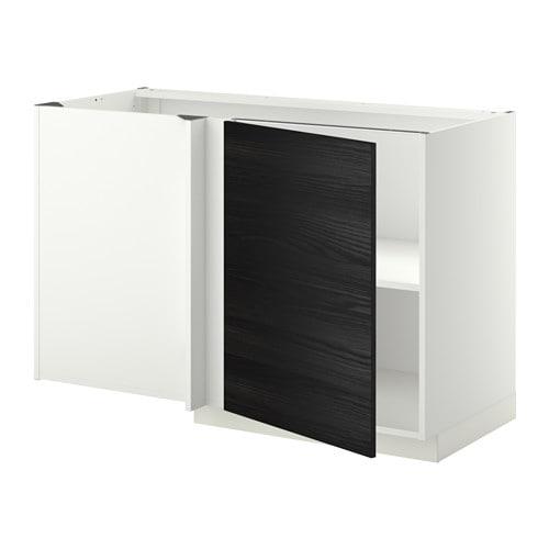 МЕТОД Угловой напольный шкаф с полкой - белый, Тингсрид под дерево черный МЕТОД Угловой напольный шкаф с полкой - белый, Тингсрид под дерево черный