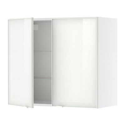 ФАКТУМ Навесной шкаф с 2 стеклянн дверями - Рубрик белое стекло, 80x70 см