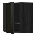 МЕТОД Углов навесн шк с полками/сткл дв - под дерево черный, Ютис дымчатое стекло/черный, 68x80 см МЕТОД Углов навесн шк с полками/сткл дв - под дерево черный, Ютис дымчатое стекло/черный, 68x80 см