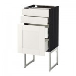 МЕТОД / ФОРВАРА Напольн шкаф 3фронт пнл/2низ/2ср ящ - 40x37x60 см, Сэведаль белый, под дерево черный МЕТОД / ФОРВАРА Напольн шкаф 3фронт пнл/2низ/2ср ящ - 40x37x60 см, Сэведаль белый, под дерево черный