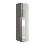 МЕТОД Высокий шкаф д/холодильника/2дверцы - 60x60x220 см, Рингульт глянцевый серый, белый МЕТОД Высокий шкаф д/холодильника/2дверцы - 60x60x220 см, Рингульт глянцевый серый, белый