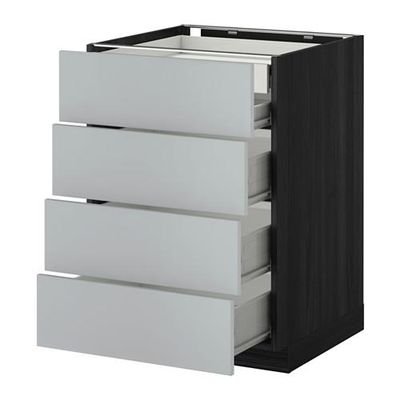 МЕТОД / ФОРВАРА Нплн шк 4фрнт/2нзк/3срд ящ - 60x60 см, Веддинге серый, под дерево черный МЕТОД / ФОРВАРА Нплн шк 4фрнт/2нзк/3срд ящ - 60x60 см, Веддинге серый, под дерево черный