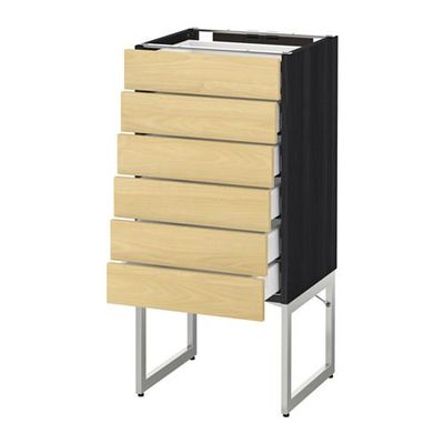 МЕТОД / МАКСИМЕРА Напольн шкаф 6фронт пнл/6 низ ящ - 40x37x60 см, Тингсрид под березу, под дерево черный МЕТОД / МАКСИМЕРА Напольн шкаф 6фронт пнл/6 низ ящ - 40x37x60 см, Тингсрид под березу, под дерево черный
