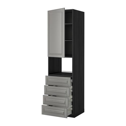 МЕТОД / МАКСИМЕРА Высок шкаф д/духовки/дверца/4ящика - под дерево черный, Будбин серый, 60x60x220 см МЕТОД / МАКСИМЕРА Высок шкаф д/духовки/дверца/4ящика - под дерево черный, Будбин серый, 60x60x220 см
