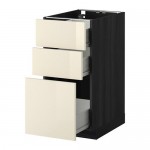 МЕТОД / ФОРВАРА Напольный шкаф с 3 ящиками - 40x60 см, Рингульт глянцевый кремовый, под дерево черный МЕТОД / ФОРВАРА Напольный шкаф с 3 ящиками - 40x60 см, Рингульт глянцевый кремовый, под дерево черный