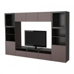 БЕСТО Шкаф для ТВ, комбин/стеклян дверцы - черно-коричневый/Вальвикен темно-коричневый, прозрачное стекло, направляющие ящика, плавно закр БЕСТО Шкаф для ТВ, комбин/стеклян дверцы - черно-коричневый/Вальвикен темно-коричневый, прозрачное стекло, направляющие ящика, плавно закр