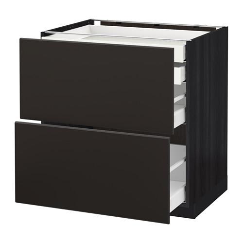 МЕТОД / МАКСИМЕРА Напл шк 2 фрнт/2низ/1срд/1 выс ящ - под дерево черный, Кунгсбакка антрацит, 80x60 см