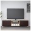 БЕСТО Тумба д/ТВ с ящиками - под беленый дуб/Инвикен черно-коричневый, направляющие ящика, плавно закр