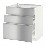 МЕТОД / МАКСИМЕРА Напольный шкаф с 3 ящиками - белый, Гревста нержавеющ сталь, 80x60 см МЕТОД / МАКСИМЕРА Напольный шкаф с 3 ящиками - белый, Гревста нержавеющ сталь, 80x60 см