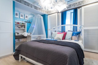 Бирюзовая бухта - интерьер спальни в морском стиле