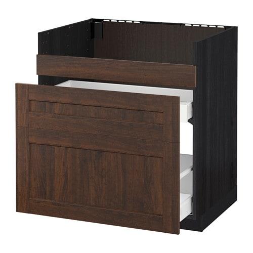 МЕТОД Напол шк д/мойки ХАВСЕН/3фасада/2ящ - под дерево черный, Эдсерум под дерево коричневый, 80x60 см МЕТОД Напол шк д/мойки ХАВСЕН/3фасада/2ящ - под дерево черный, Эдсерум под дерево коричневый, 80x60 см