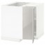 МЕТОД Угл напольн шкаф с вращающ секц - белый, Рингульт глянцевый светло-серый