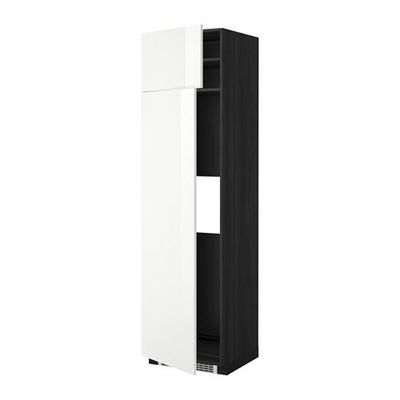 МЕТОД Выс шкаф д/холодильн или морозильн - 60x60x220 см, Рингульт глянцевый белый, под дерево черный