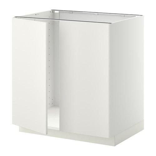 МЕТОД Напольн шкаф д раковины+2 двери - белый, Веддинге белый, 80x60 см