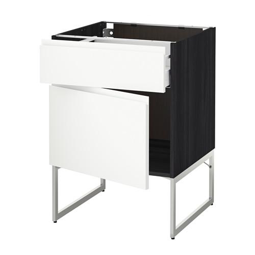 МЕТОД / МАКСИМЕРА Напольный шкаф с ящиком/дверью - под дерево черный, Воксторп белый, 60x60x60 см МЕТОД / МАКСИМЕРА Напольный шкаф с ящиком/дверью - под дерево черный, Воксторп белый, 60x60x60 см